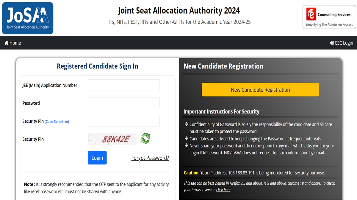 JoSAA Counselling 2024 Round 4 Seat Allotment Result Out, Get Direct ...