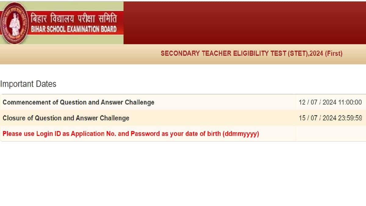 Bihar STET Answer Key 2024 OUT at bsebstet.com, Submit Objection before 15 July