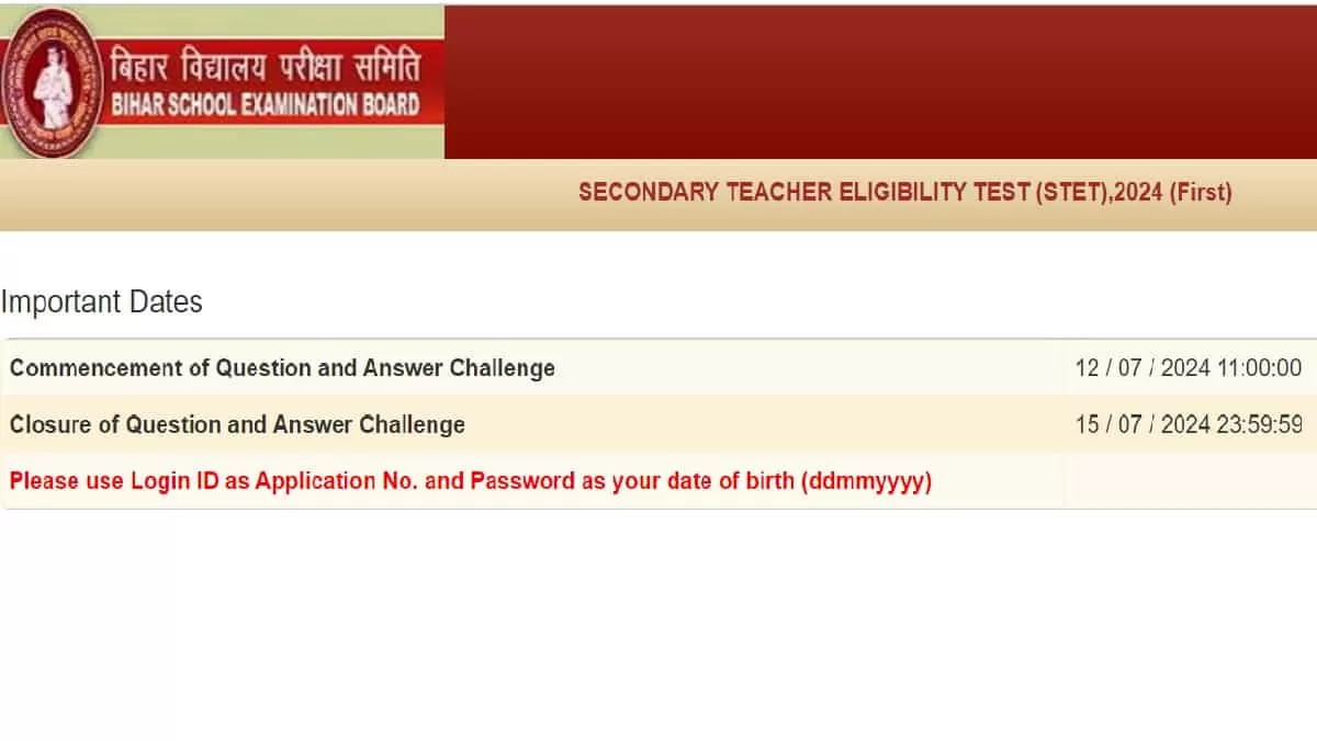 Bihar STET Answer Key 2024 OUT at bsebstet.com