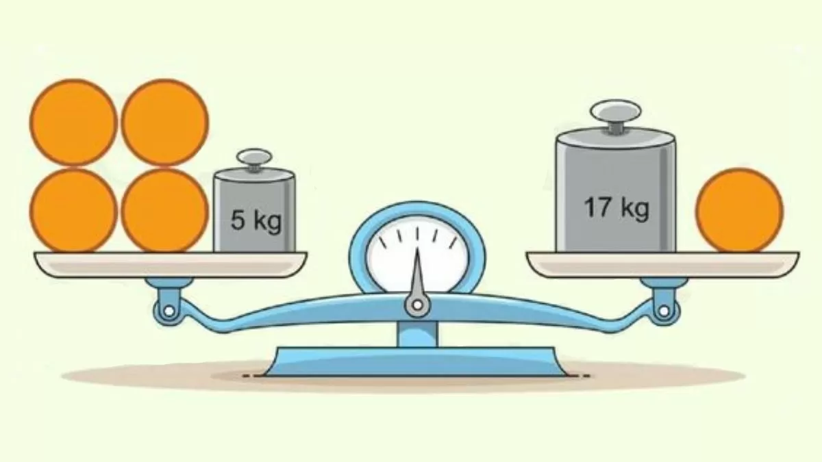 What is the weight of one orange ball?