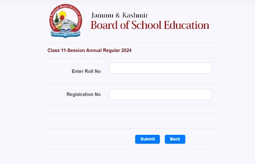JKBOSE 11th Login window