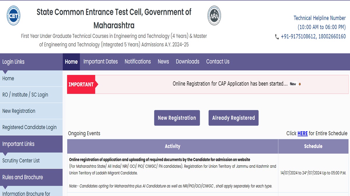 MHT CET Counselling 2024 CAP Registration and Applications Begin, Get Direct Link Here to Apply