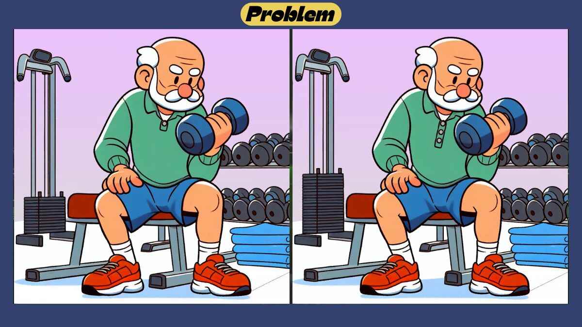 Find 3 Differences in 46 Seconds in This Old Man In Gym Scene
