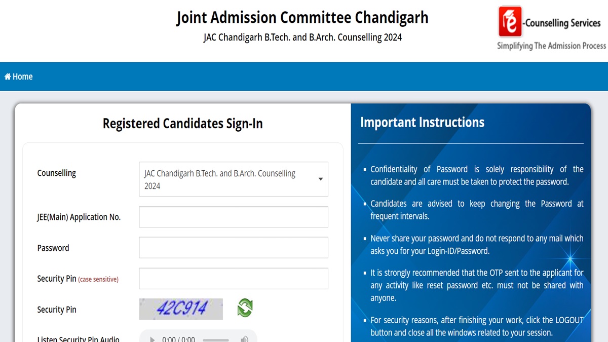 JAC Chandigarh Counselling 2024 Round 2 Choice Filling