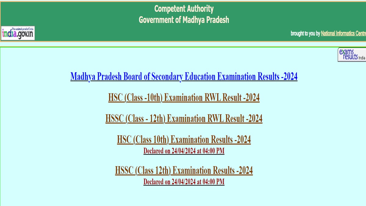 MP 10th 12th RWL Result 2024 Declared