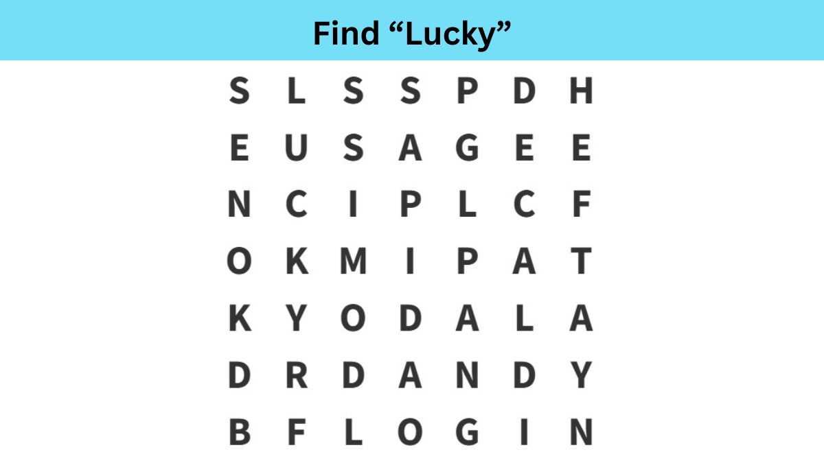 Word Search Puzzle: Only high IQ individuals can find the word “lucky” in 6 seconds!
