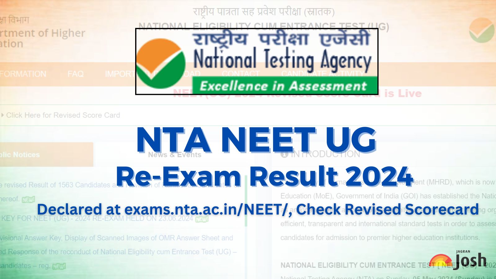 NEET UG Re Exam Result 2024 Out Check NTA NEET Revised Results