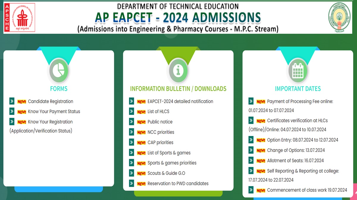 AP EAMCET 2024 Counselling Registration Begin, Apply At eapcetsche