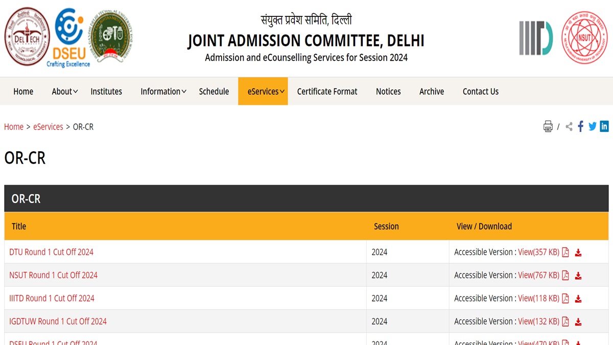 JAC Delhi 2024 Round 1 Cutoffs Released, Check Details Here Education