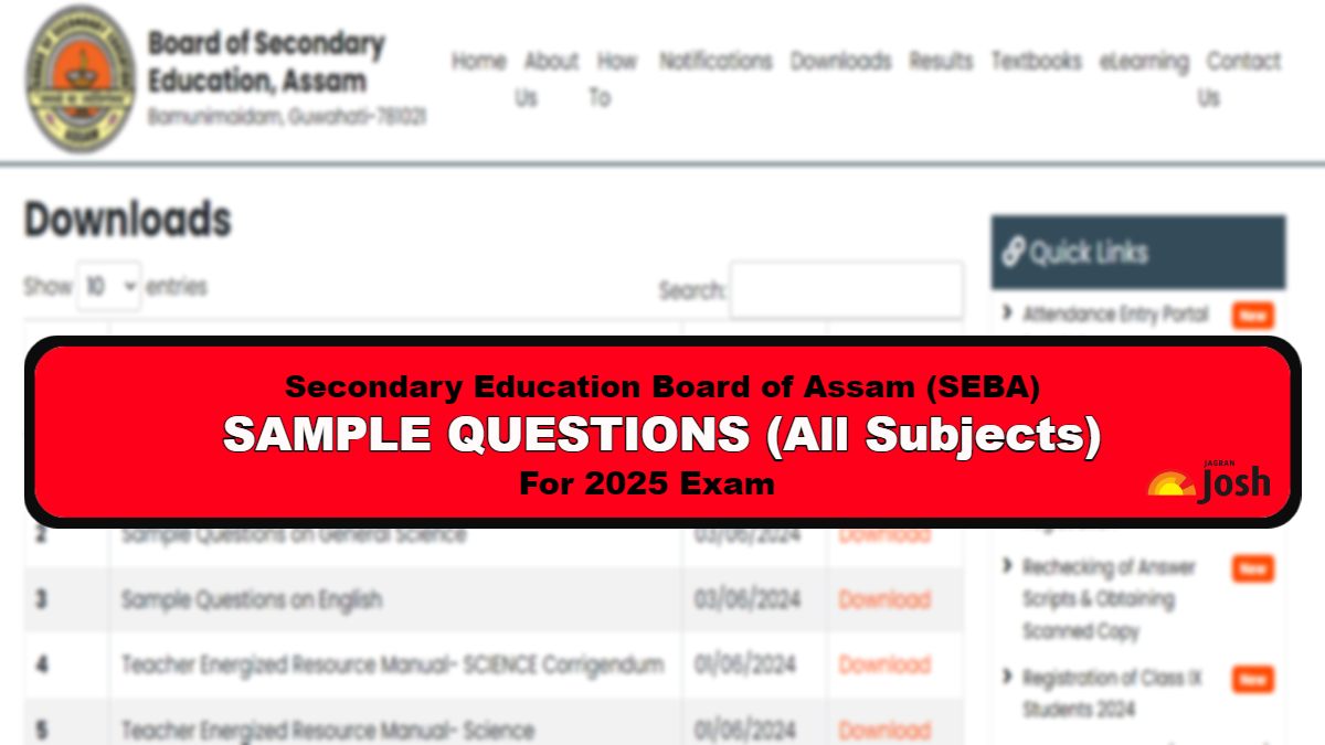 Assam Board HSLC Sample Papers 2024-25: Download Class 10 All Subject ...