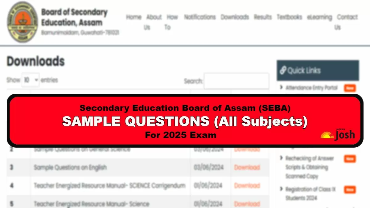 Get here Assam Board Class 10 HSLC Sample questions for Science, Maths, SST, and English free PDF Download.