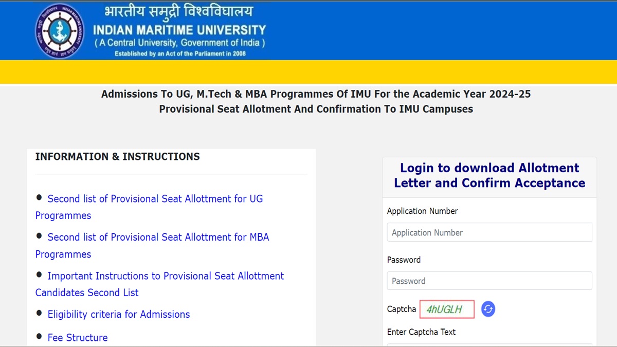 IMU Admission 2024 Second Allotment Result Out