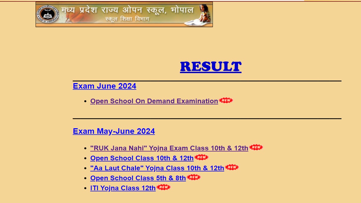 MPSOS Ruk Jana Nahi Result 2024 Declared, Download 10th, 12th Marksheet At mpsosresults.in