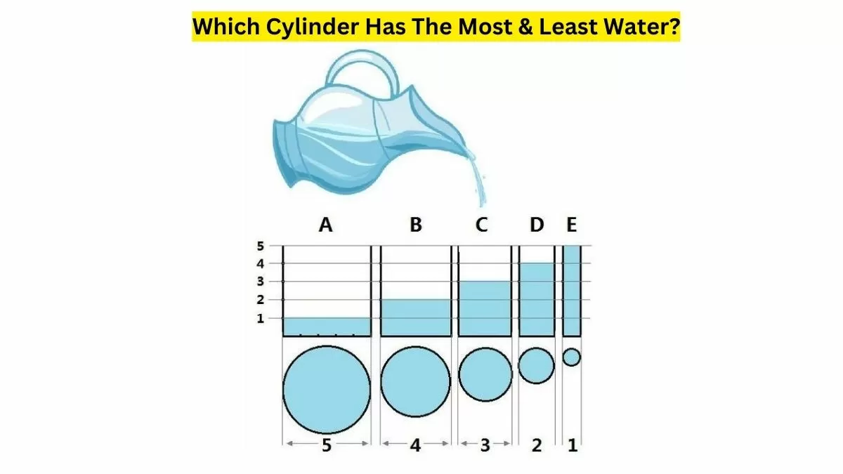 Which cylinder has the most and least water?