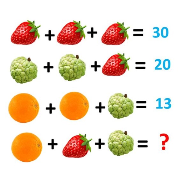 High IQ Brain Teaser: Find the Values of These Encrypted Fruits