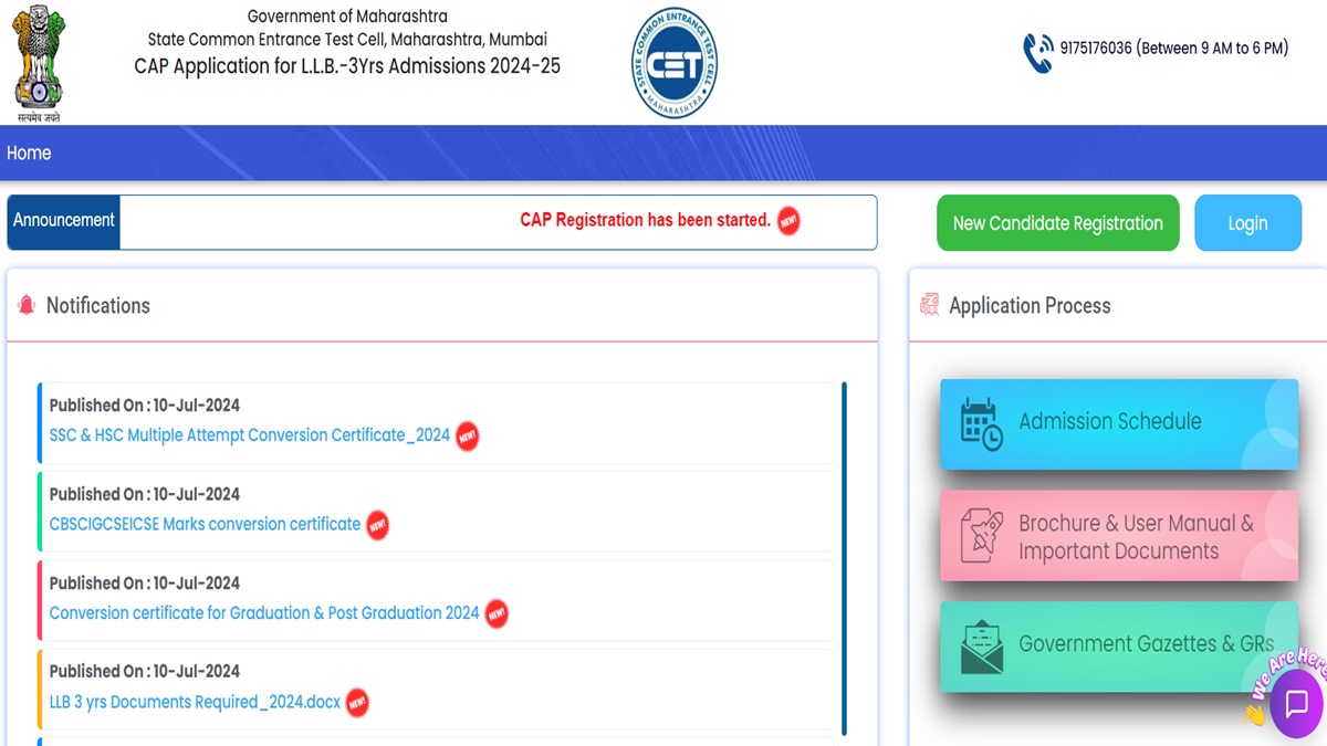 MH CET 3 Yrar LLB CAP Registration 2024