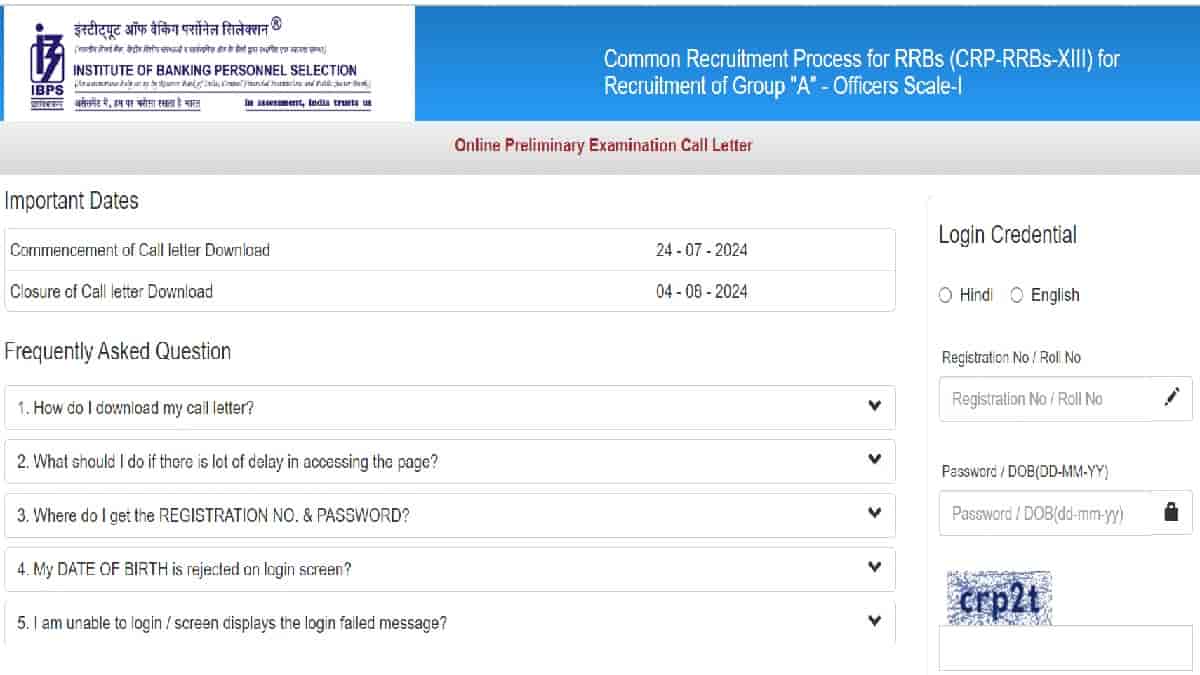 Ibps Rrb Po Admit Card 2024 Released At Download Officer Scale