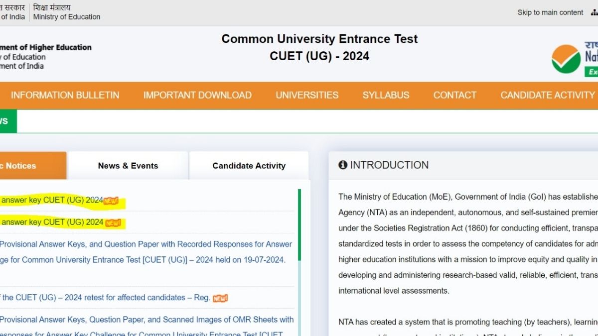 CUET Final Answer Key 2024 Out: NTA CUET Online, Offline Subject-wise Final Answer Keys PDF Released at exams.nta.ac.in/CUET-UG/