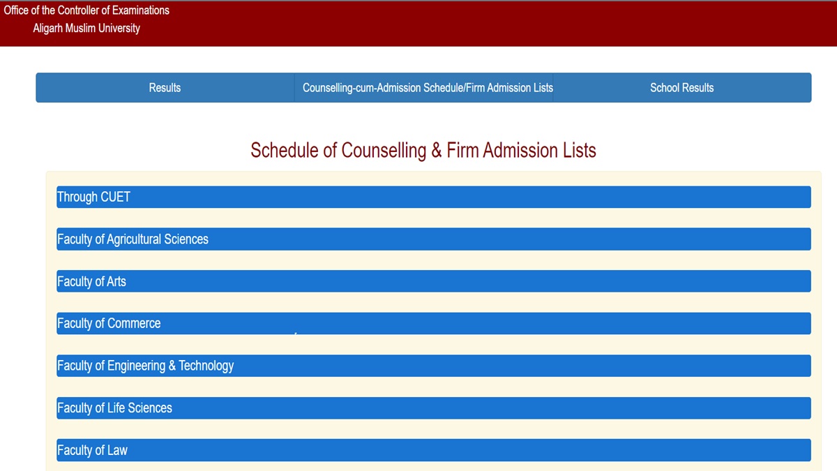 AMU Counselling Schedule 2024