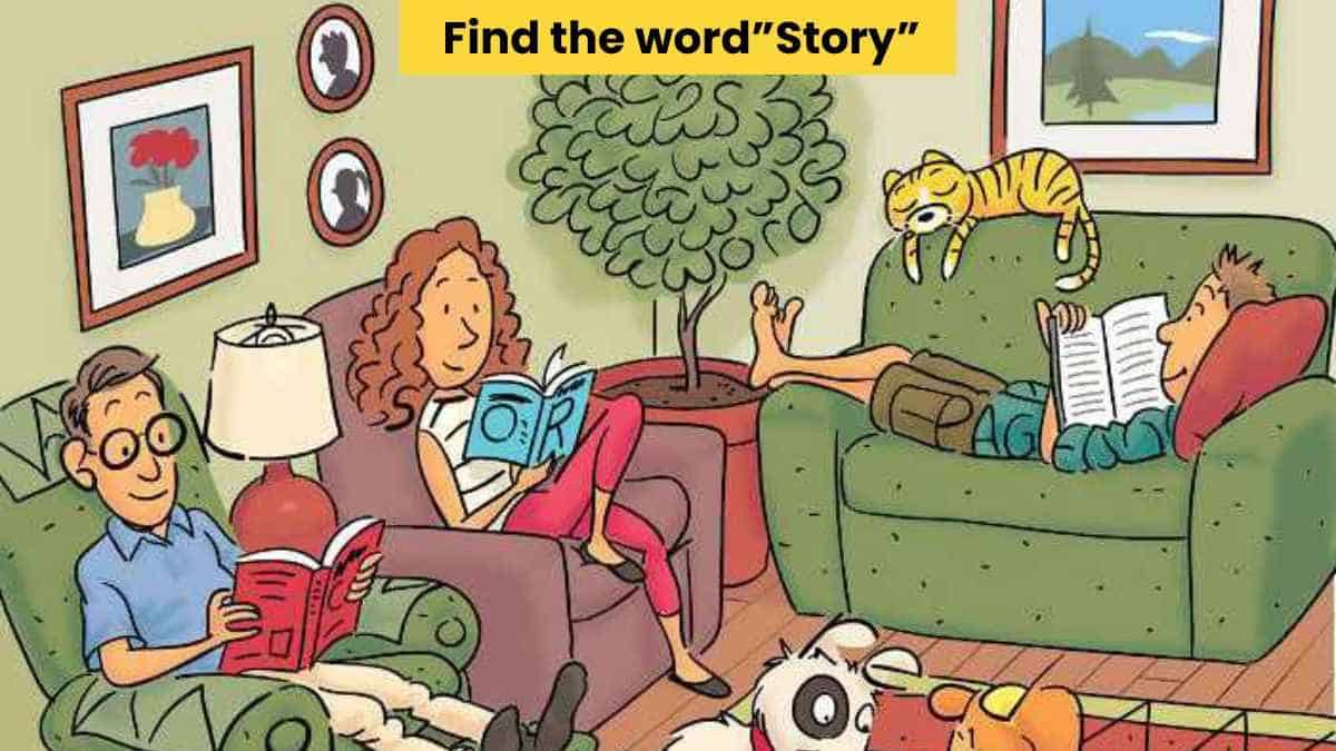 Picture Puzzle IQ Test: Find the word “story” in the living room in 5 seconds!