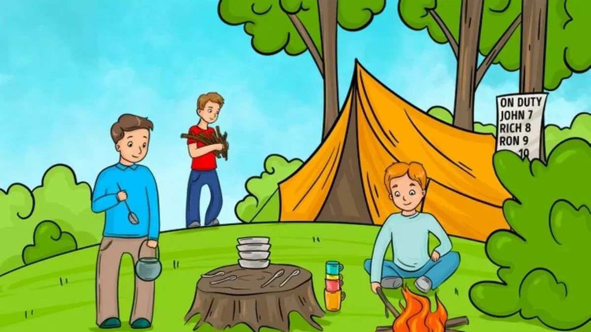 How many people went camping in this picture?