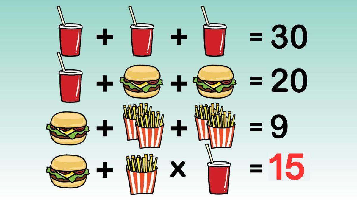Brain Teaser IQ Test: Can You Solve the Fries, Burger, and Coke Puzzle?