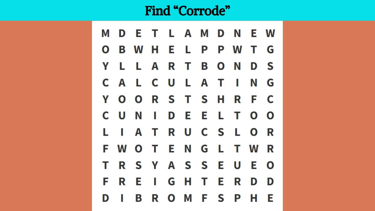 Word Search Puzzles: Can you find the word “corrode” in 9 seconds?