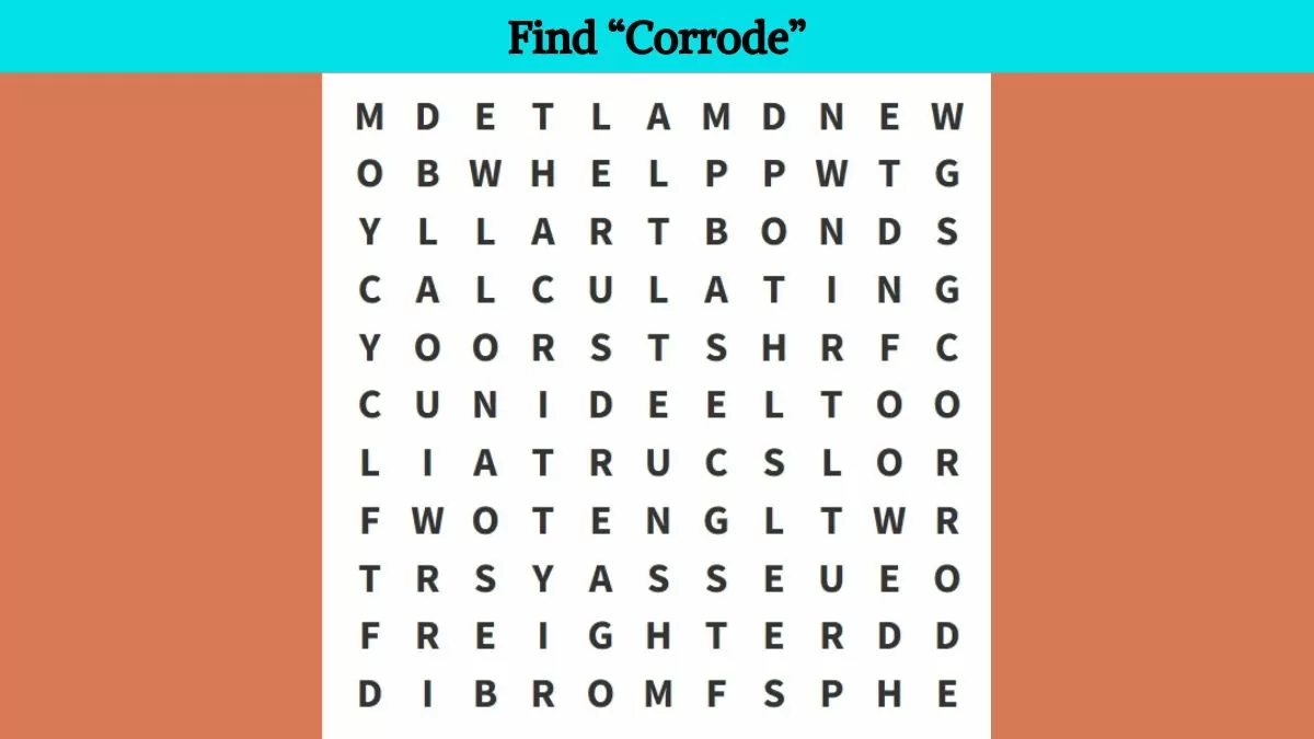 Word Search Puzzles: Can you find the word 'corrode' in 9 seconds?