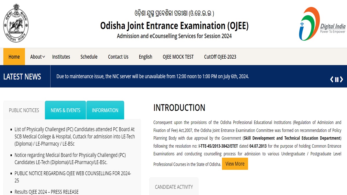 OJEE Counselling 2024 Registration Begin Today, Apply at ojee.nic.in