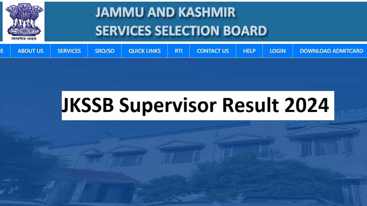 JKSSB Supervisor Result 2024 OUT at jkssb.nic.in: Download Marks PDF Here