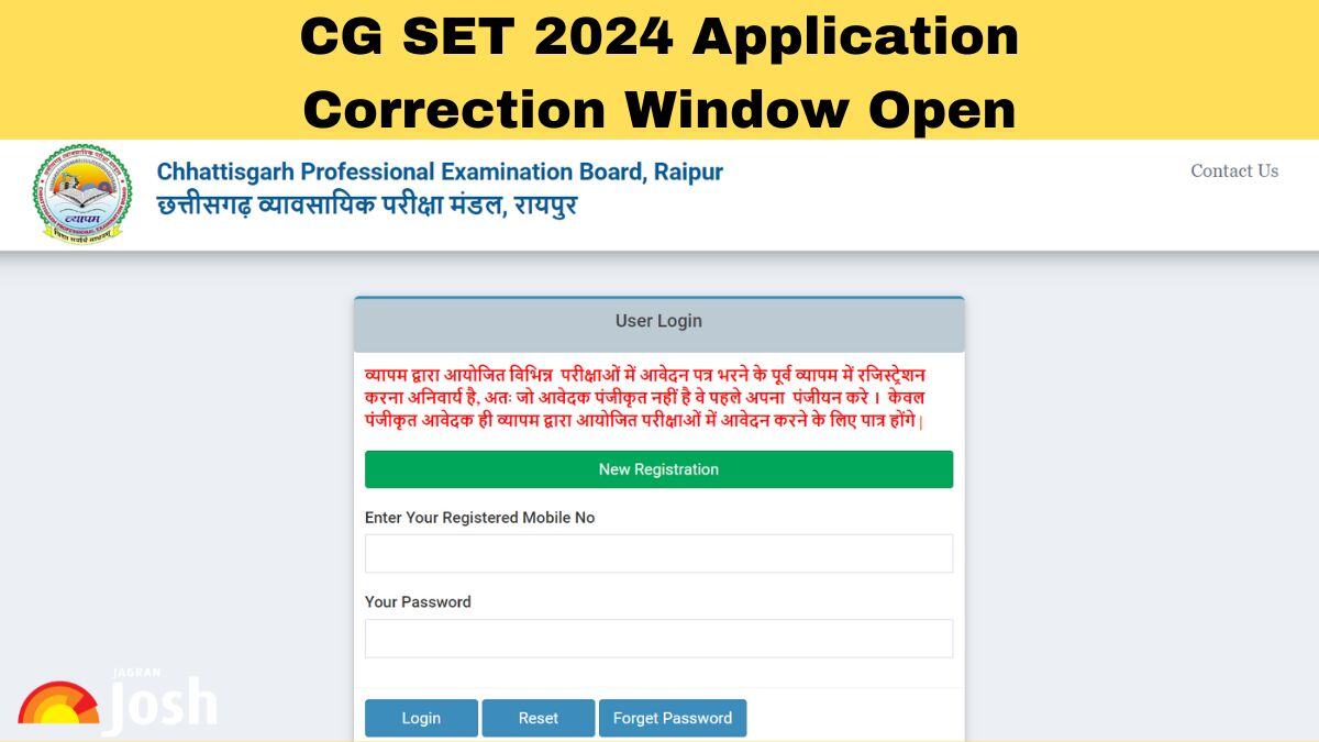 CG SET 2024 Application Correction Window to Open Today at vyapam.cgstate.gov.in, Direct Link Here