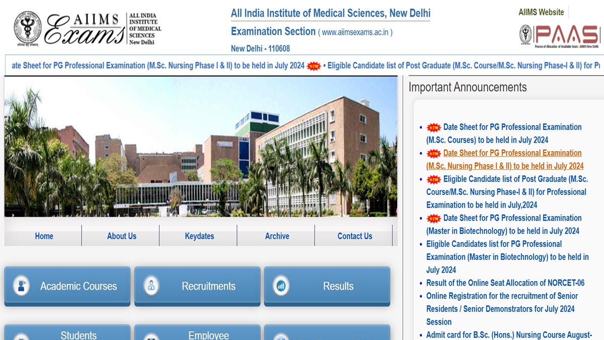 AIIMS PG 2024 Exam Dates Out For MSc, MSc Nursing Courses, Check