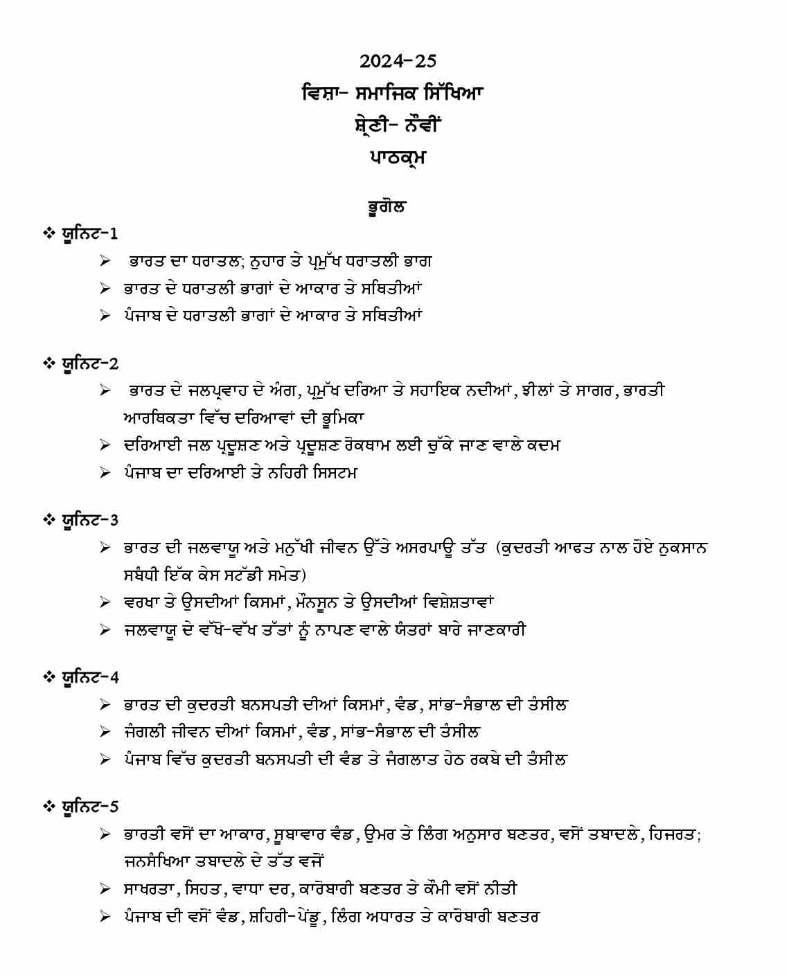 Pseb 9th Social Science Syllabus 2024 25 Download Now Pseb 9th Social Science Syllabus 2024 25 Download Now