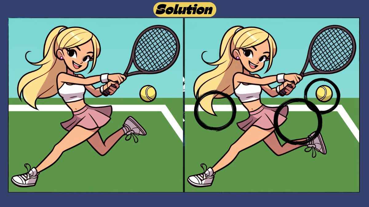 Find 3 Differences in 42 Seconds in This Tennis Scene Scene
