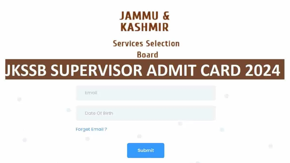 JKSSB Supervisor Admit Card 2024