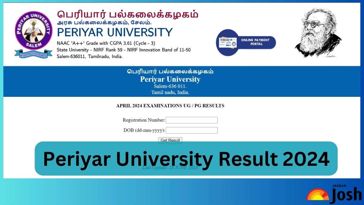 Periyar University Result 2024 OUT at periyaruniversity.ac.in; Direct link to download UG and PG certificate