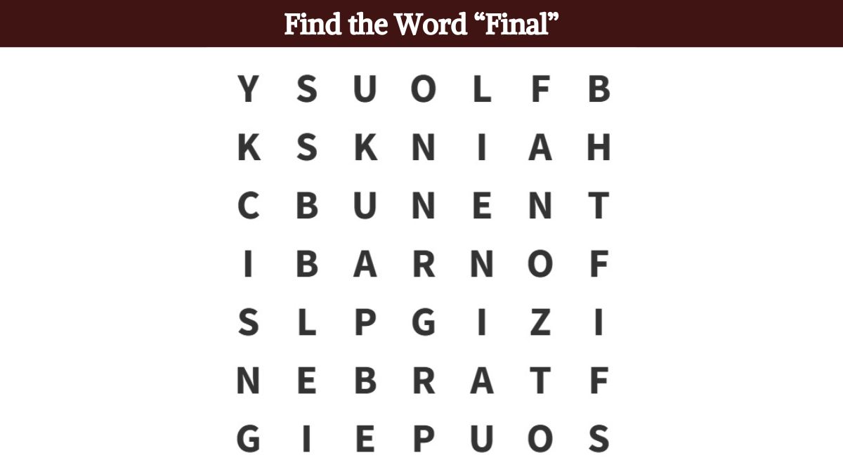 Word Search Puzzle: Only eagle eyes can spot the word final in 6 seconds!