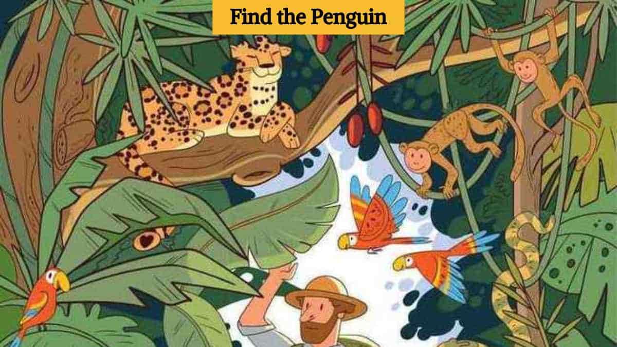 Optical Illusion to Test IQ: Find the penguin in the jungle in 4 seconds!