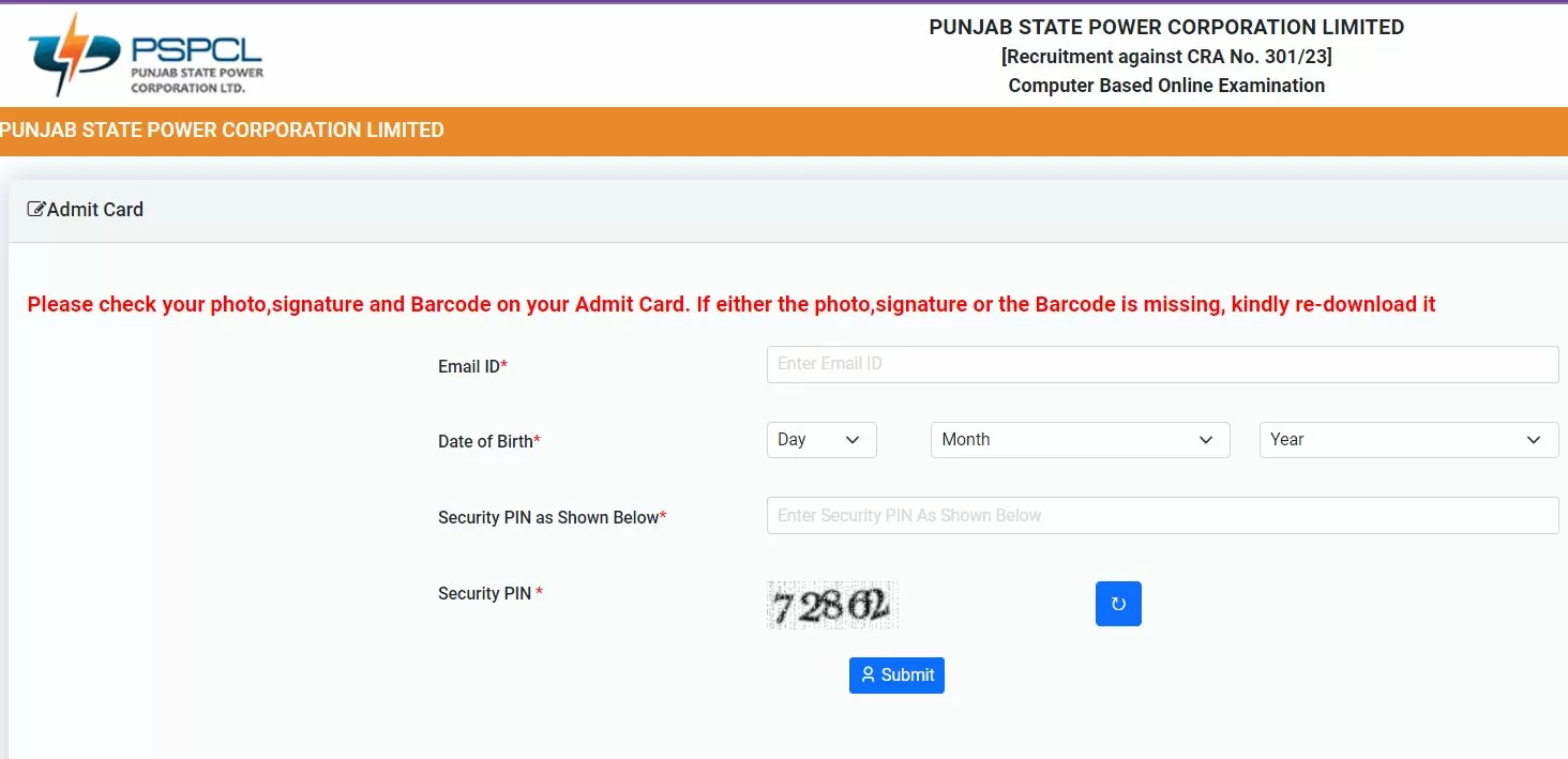 PSPCL ALM एडमिट कार्ड 2024 pspcl.in पर उपलब्ध है