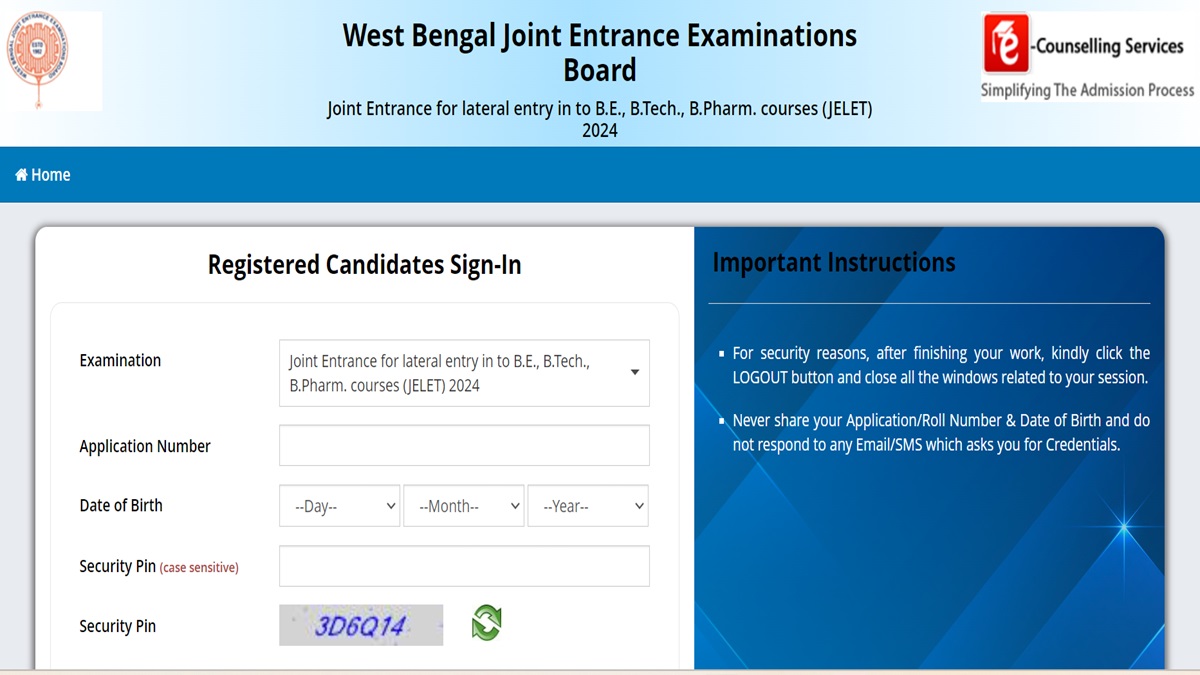 WBJEE JELET 2024 Admit Card Out, Download at wbjeeb.nic.in Education