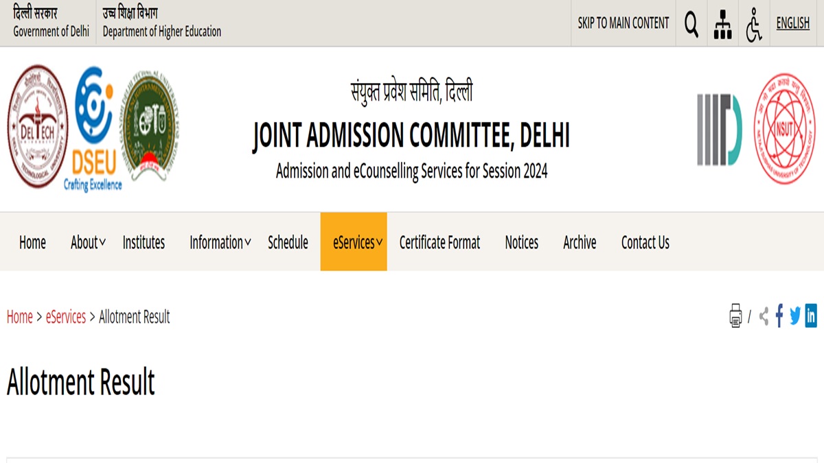 JAC Delhi Counselling 2024 Seat Allotment Result Released at jacdelhi