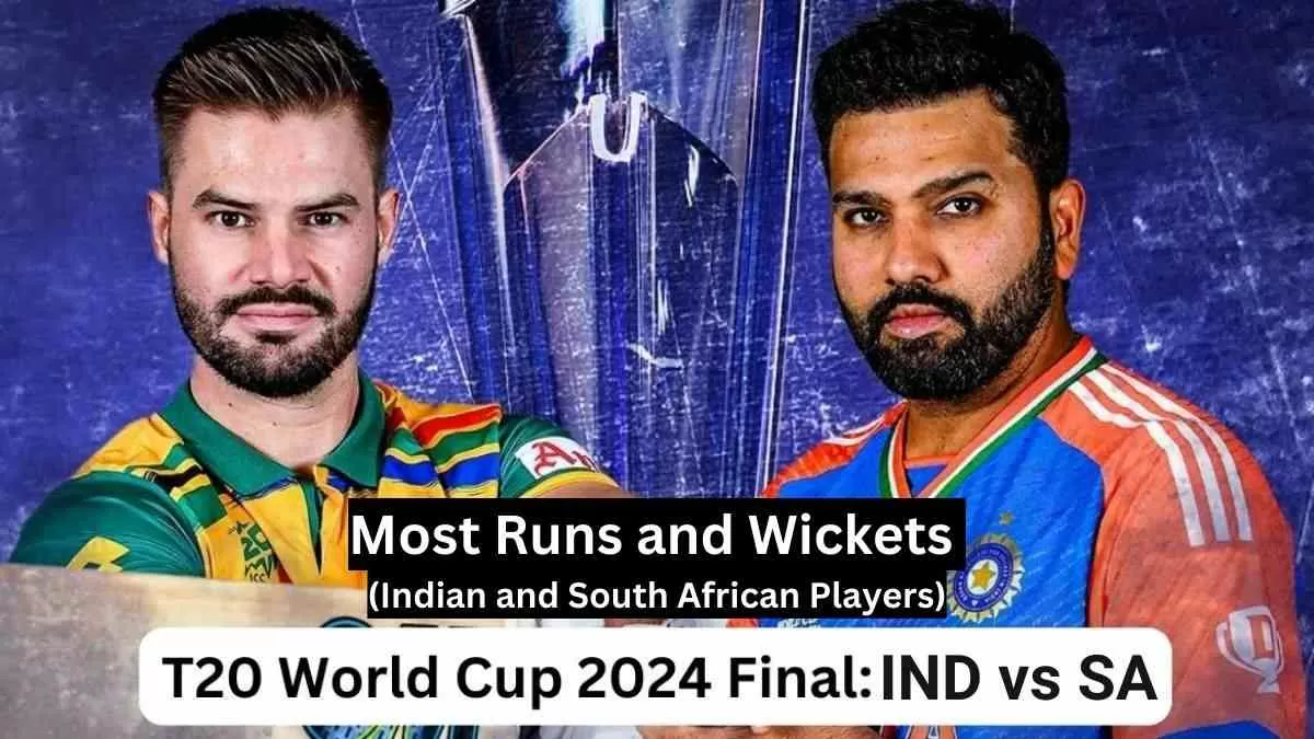 Get here full list of Indian and South African players with most runs and most wickets in the T20 World Cup 2024.