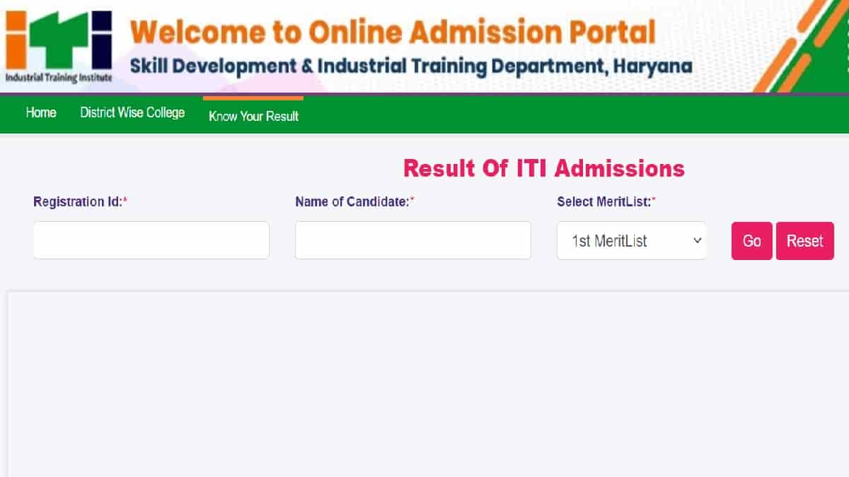 Haryana ITI Merit List 2024 OUT at admissions.itiharyana.gov.in, Check