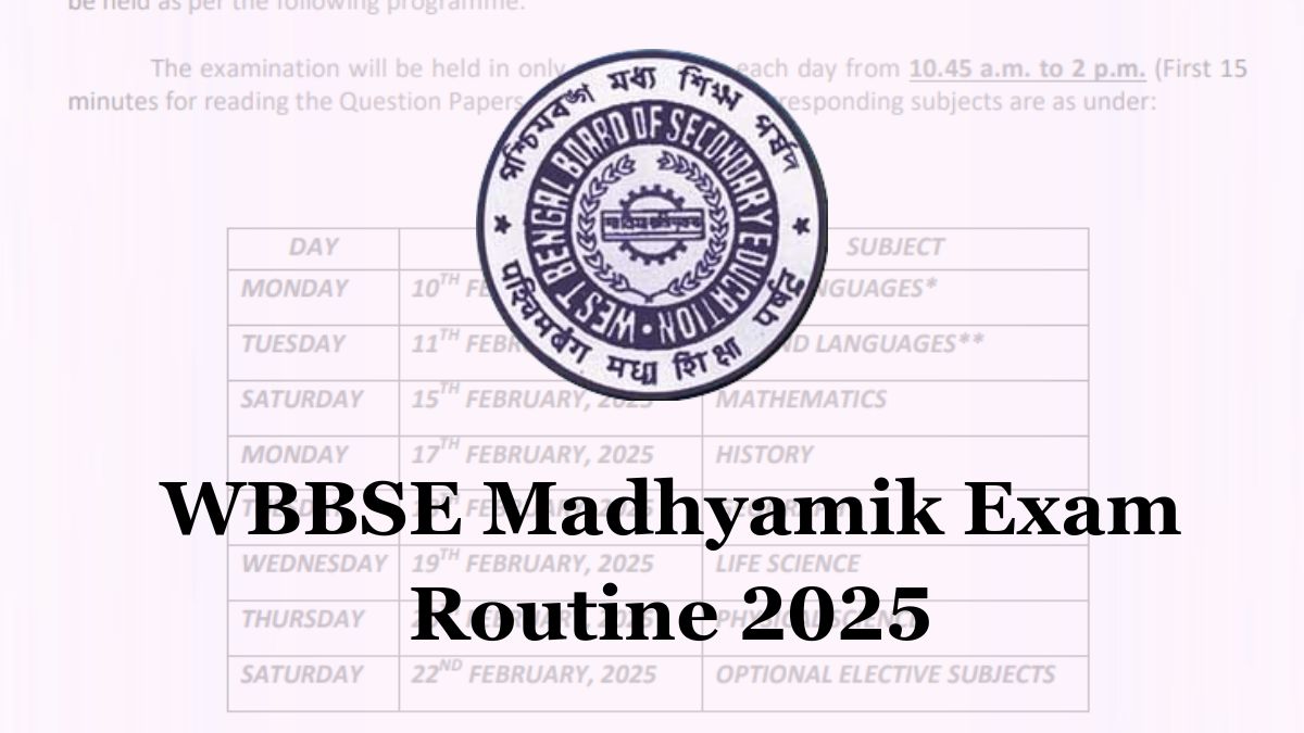 WB Madhyamik Exam Date 2025: West Bengal Class 10th Exam Routine Released at wbbse.wb.gov.in