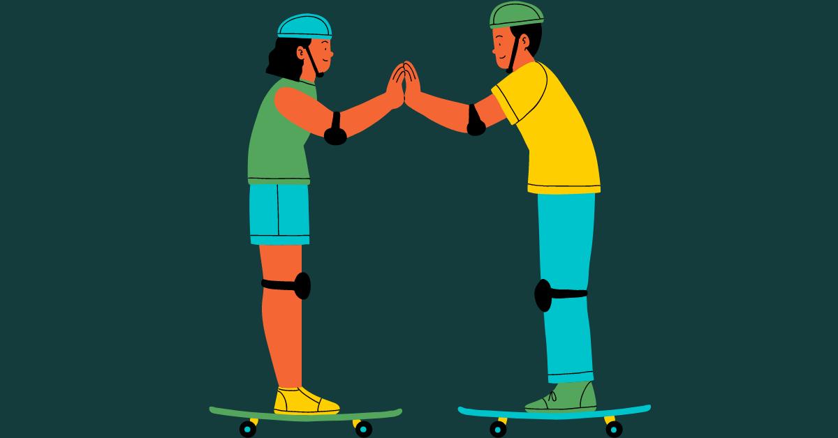  Skaters Showing Third Law of Motion