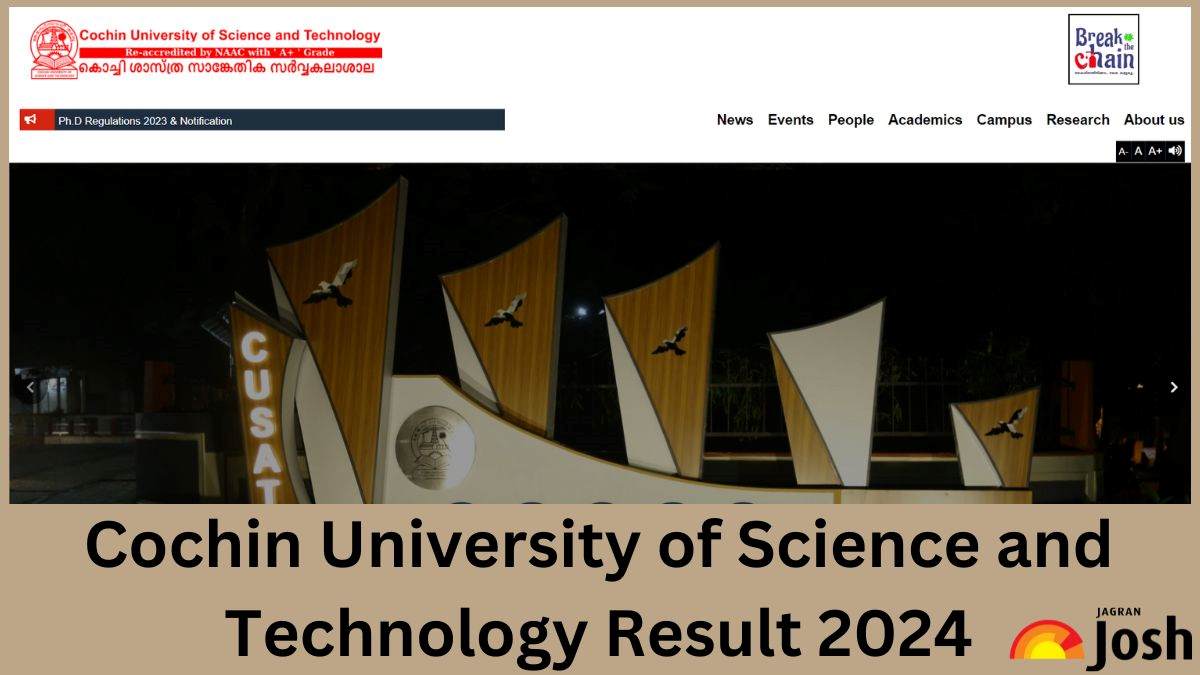 CUSAT Result 2024 OUT at cusat.ac.in, Direct Link to Download UG and PG Marksheet