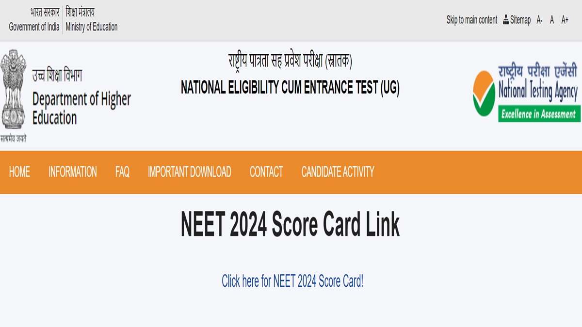 NEET UG Result 2024 Declared Check Results at exams.nta.ac.in