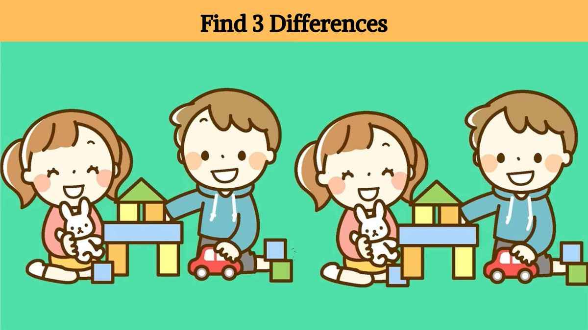 Find 3 differences between the siblings playing pictures in 15 seconds!
