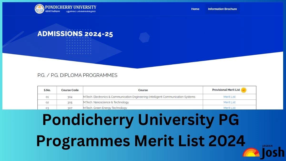 Pondicherry University PG Programmes Merit List 2024 OUT at pondiuni.edu.in, Direct Link to Check the Provisional List