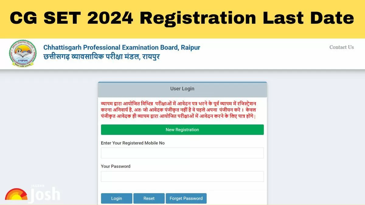 Check out the CG SET 2024 Registration last date here. 